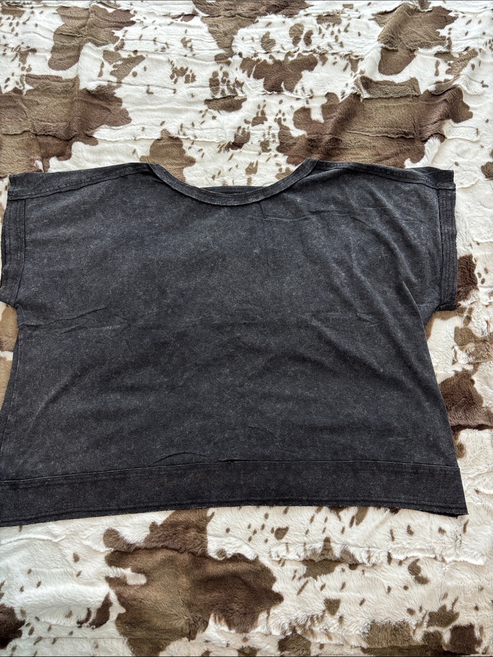 Washed Black Women's Boxy Scoop Neck Top